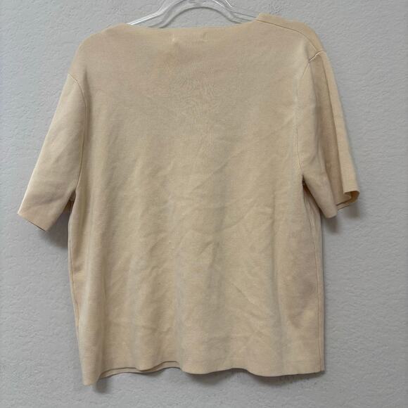 Elce Swim Inka Single Button Short Sleeve V-Neck Knit Shirt Top Milk XS/S NWT - Picture 3 of 6